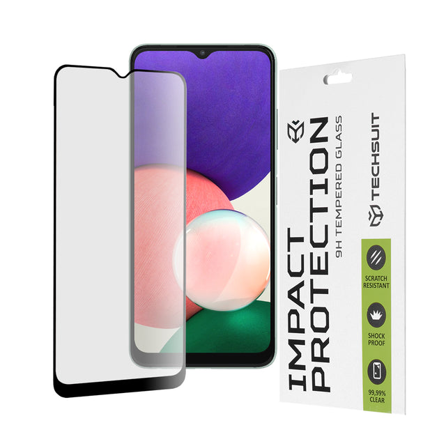 Folie de protectie Techsuit 111D Full Cover / Full Glue Glass compatibil cu Samsung Galaxy A22 5G, Negru