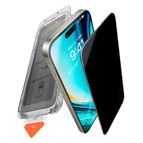 Folie de protectie Torras GlassGo Install Master Privacy compatibil cu iPhone 16 Pro, Negru