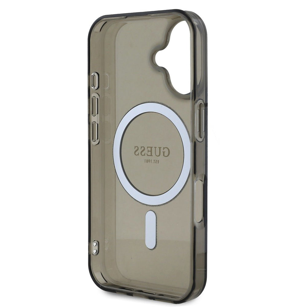 Husa de protectie Guess IML Glitter Circle MagSafe (GUHMP16MHFGEREK) compatibil cu iPhone 16 Plus, Negru