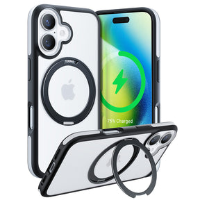 Husa de protectie Torras Ostand R Fusion MagSafe Series compatibil cu iPhone 16, Negru