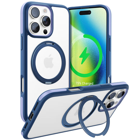 Husa de protectie Torras Ostand R Fusion MagSafe Series compatibil cu iPhone 16 Pro Max, Bleumarin