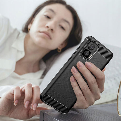 Husa de protectie Techsuit Carbon Silicone compatibil cu Motorola Edge 30 Neo, Negru