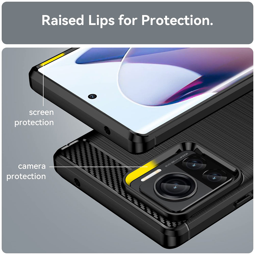 Husa de protectie Techsuit Carbon Silicone compatibil cu Motorola Edge 30 Ultra, Negru