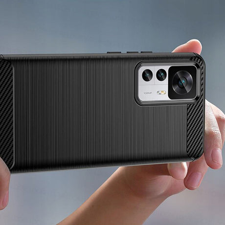 Husa de protectie Techsuit Carbon Silicone compatibil cu Xiaomi 12T / 12T Pro, Negru
