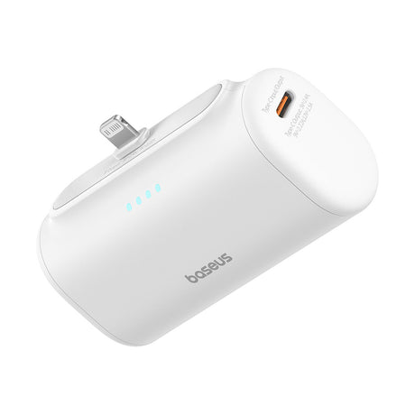 Baterie externa Baseus (P10068307213-00), Lightning, Compact Design, 20W, 5000mAh, with Cable Type-C, Alb