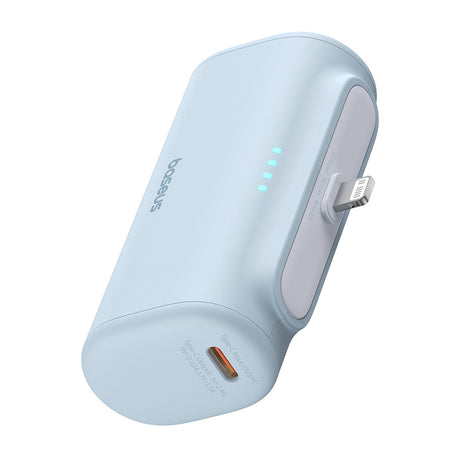 Baterie externa Baseus (P10068307313-00), Lightning, Compact Design, 20W, 5000mAh, with Cable Type-C, Bleu