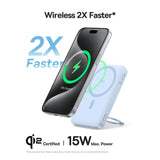 Baterie externa Baseus PicoGo (P10076800313-00), Type-C, Qi2, Fast Charging, 20W, 5000mAh, Rotable Stand, Cable Type-C, Albastru
