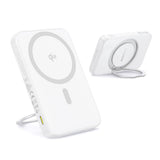 Baterie externa Baseus PicoGo (P10076800213-01), Type-C, Qi2, Fast Charging, 20W, 5000mAh, Rotable Stand, Cable Type-C, Alb