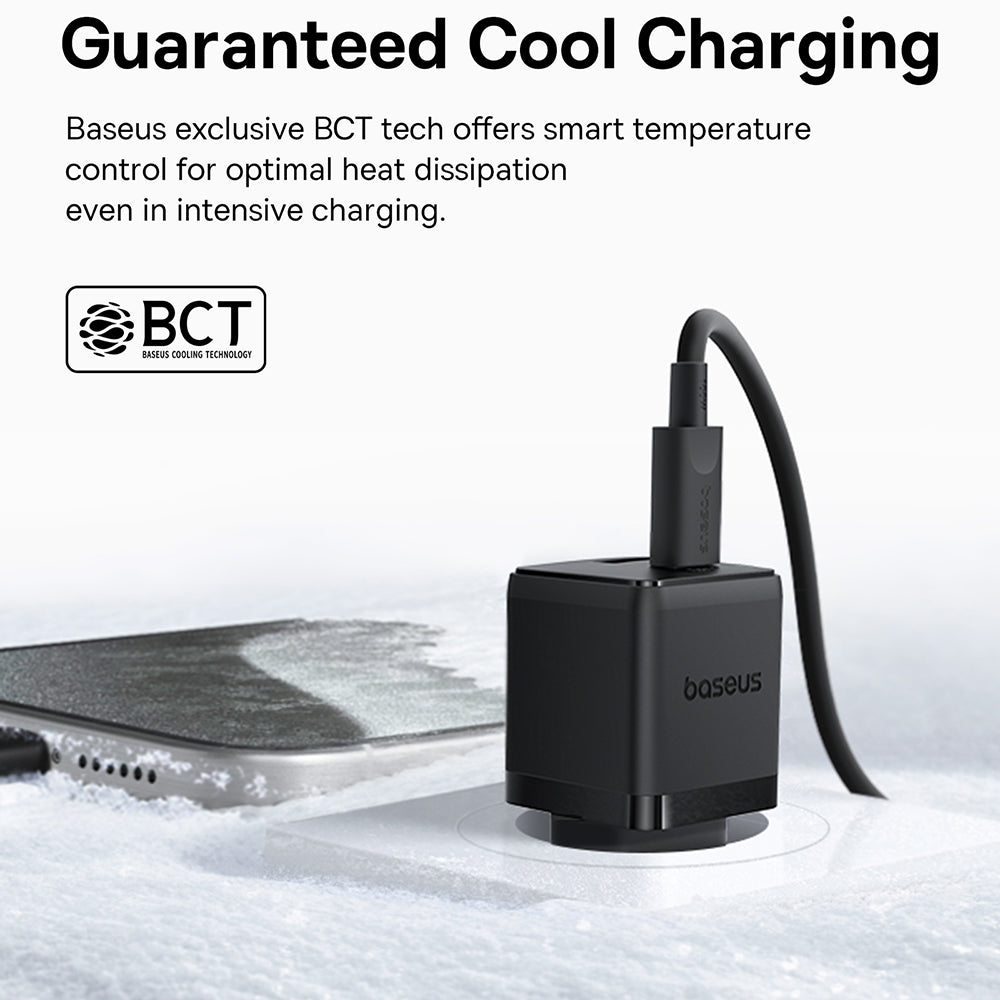 Incarcator Baseus Palm (P10111608113-01), Type-C Cable Included, 2in1 Fast Charger, USB, USB-C, 20W, 5V/3.0A, 1m, Cluster Black