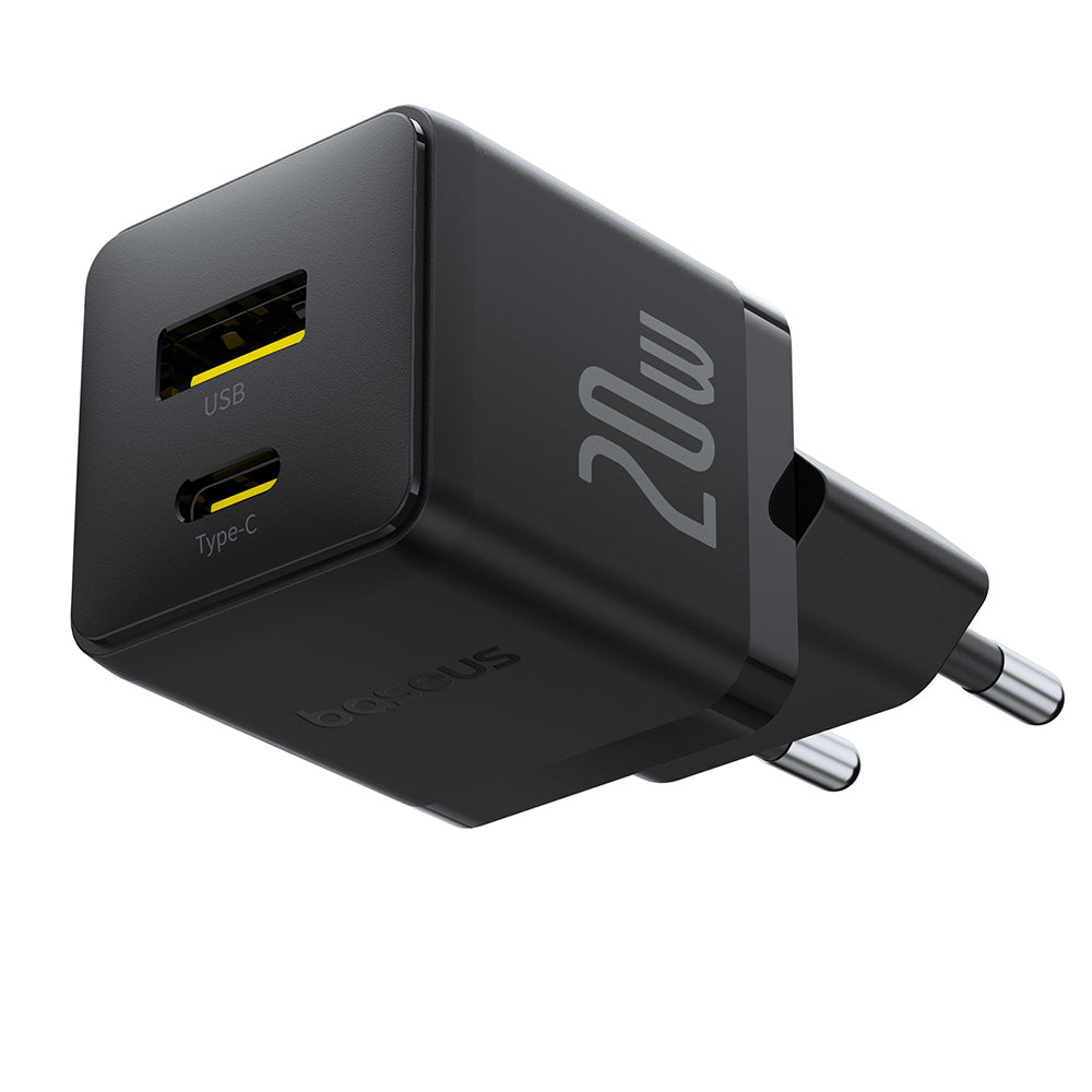 Incarcator Baseus Palm (P10111608113-01), Type-C Cable Included, 2in1 Fast Charger, USB, USB-C, 20W, 5V/3.0A, 1m, Cluster Black