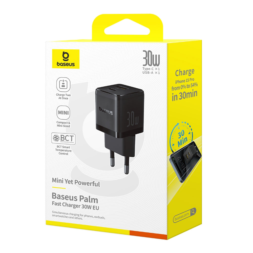 Incarcator Baseus Palm (P1011160A113-00), Fast Charging, 2in1, USB, Type-C, 30W, Cluster Black