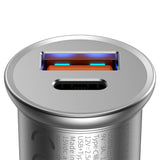 Incarcator Baseus Car Circular Metal (CCALL-BS0S), Type-C, USB, PPS 30W, Multi Protocol, Argintiu