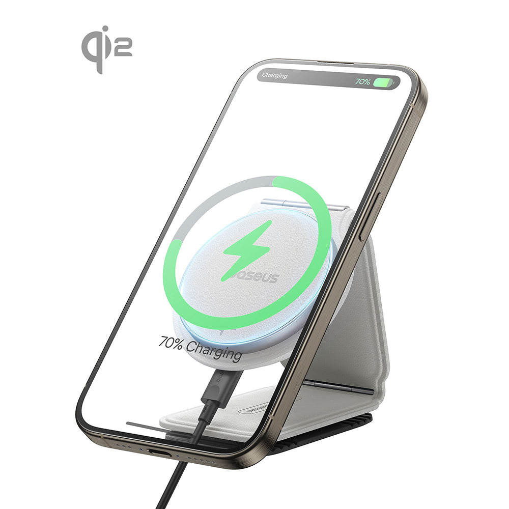 Suport Baseus with Wireless Charging PrimeTrip C02 (C40169003211-00), Magnetic Grip for Dashboard, 15W, Moon White