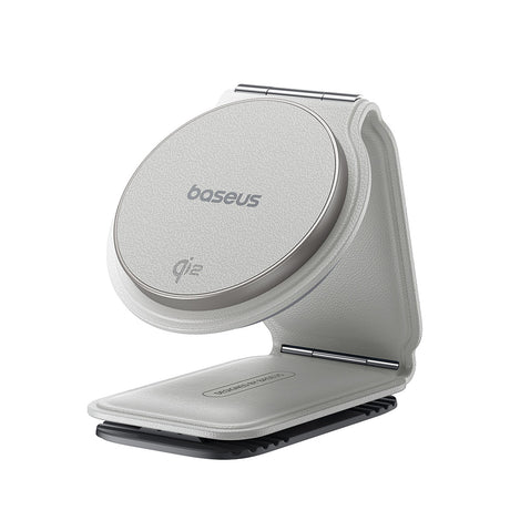Suport Baseus with Wireless Charging PrimeTrip C02 (C40169003211-00), Magnetic Grip for Dashboard, 15W, Moon White