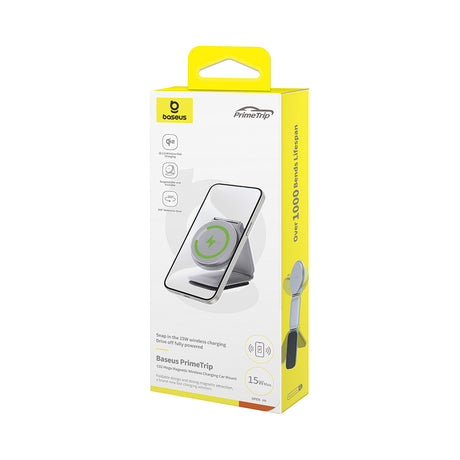Suport Baseus with Wireless Charging PrimeTrip C02 (C40169003831-00), Magnetic Grip for Dashboard, 15W, Frosted Grey