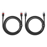 Cablu Baseus (set de 2) Cafule (P10318306003-00), Type-C to Type-C, Fast Charging, 100W, 5A, 1m, Negru /Red, Black/Grey