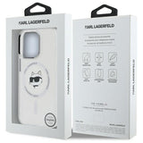 Husa de protectie Karl Lagerfeld IML MagSafe (KLHMP14LHLSCHH) compatibil cu iPhone 14 Pro, Alb Metal Choupette`S Head