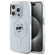 Husa de protectie Karl Lagerfeld IML MagSafe (KLHMP14LHLSCHH) compatibil cu iPhone 14 Pro, Alb Metal Choupette`S Head