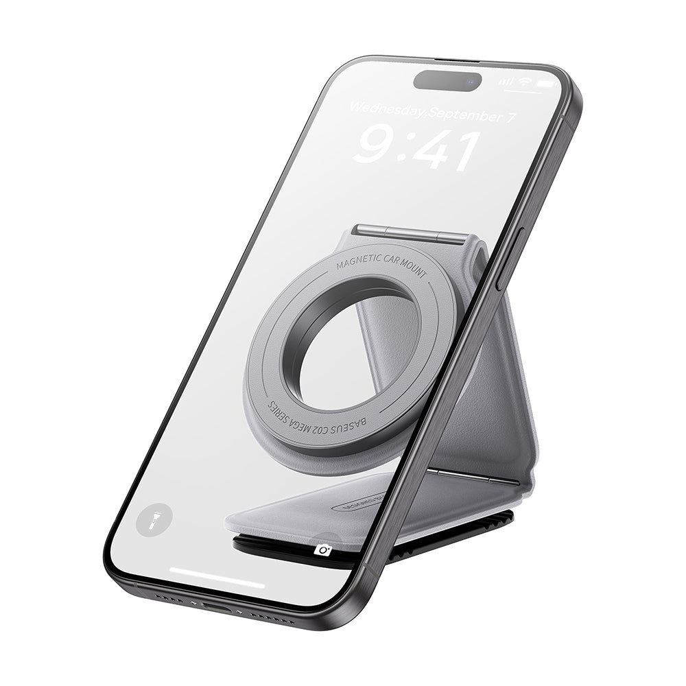 Suport Baseus PrimeTrip Series C02 (C40169002833-00), PU Leather, 360°, 25N, Versatile Mounting Option, Frosted Grey