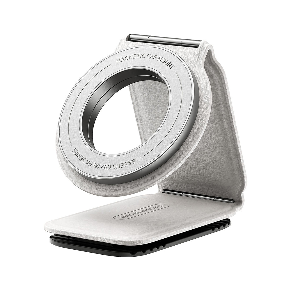 Suport Baseus PrimeTrip Series C02 (C40169002213-00), PU Leather, 360°, 25N, Versatile Mounting Option, Moon White