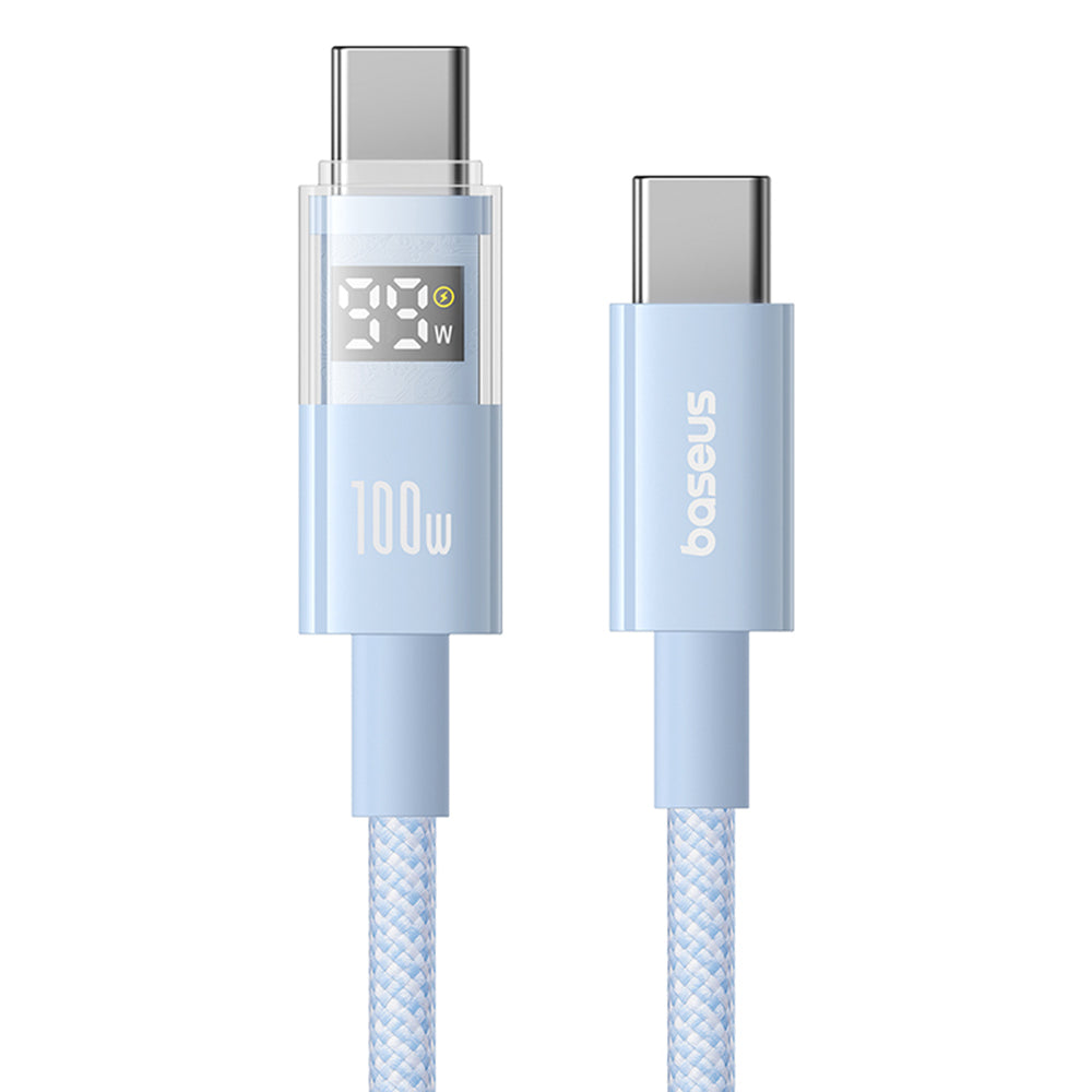 Cablu Baseus Display 2 (P10382702311-01), Fast Charging, Type-C to Type-C, Digital Display, 100W, 2m, Galaxy Blue