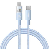 Cablu Baseus Display 2 (P10382702311-01), Fast Charging, Type-C to Type-C, Digital Display, 100W, 2m, Galaxy Blue