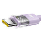 Cablu Baseus Display 2 (P10382702511-00), Fast Charging, Type-C to Type-C, Digital Display, 100W, 1m, Nebula Purple
