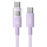 Cablu Baseus Display 2 (P10382702511-00), Fast Charging, Type-C to Type-C, Digital Display, 100W, 1m, Nebula Purple