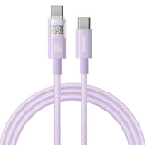 Cablu Baseus Display 2 (P10382702511-01), Fast Charging, Type-C to Type-C, Digital Display, 100W, 2m, Nebula Purple