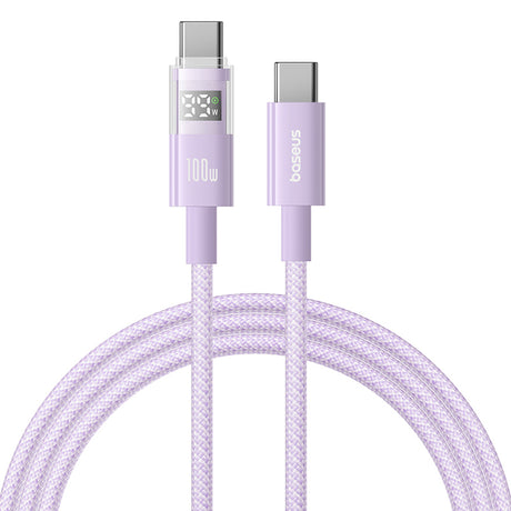 Cablu Baseus Display 2 (P10382702511-01), Fast Charging, Type-C to Type-C, Digital Display, 100W, 2m, Nebula Purple