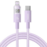 Cablu Baseus Display 2 (P10382703511-01), Fast Charging, Type-C, Lightning, Digital Display, 20W, 2m, Nebula Purple