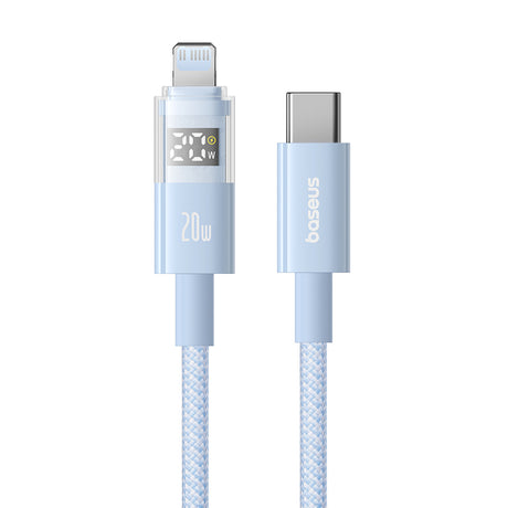 Cablu Baseus Display 2 (P10382703311-01), Fast Charging, Type-C to Lightning, Digital Display, 20W, 2m, Galaxy Blue