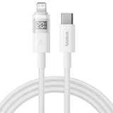 Cablu Baseus Display 2 (P10382703211-01), Fast Charging, Type-C to Lightning, Digital Display, 20W, 2m, Moon White