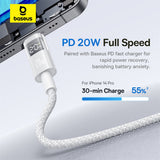 Cablu Baseus Display 2 (P10382703211-01), Fast Charging, Type-C to Lightning, Digital Display, 20W, 2m, Moon White