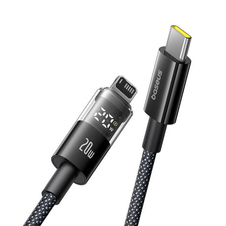 Cablu Baseus Display 2 (P10382703121-01), Fast Charging, Type-C to Lightning, Digital Display, 20W, 2m, Negru Cosmic