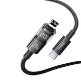 Cablu Baseus Display 2 (P10382703121-01), Fast Charging, Type-C to Lightning, Digital Display, 20W, 2m, Negru Cosmic
