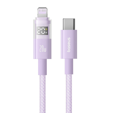 Cablu Baseus Display 2 (P10382703511-00), Fast Charging, Type-C, Lightning, Digital Display, 20W, 1m, Nebula Purple