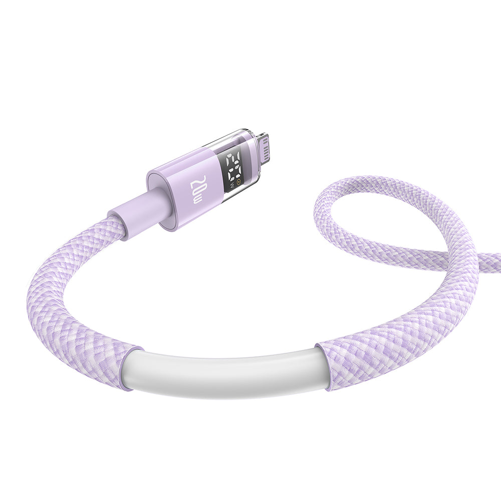 Cablu Baseus Display 2 (P10382703511-00), Fast Charging, Type-C, Lightning, Digital Display, 20W, 1m, Nebula Purple