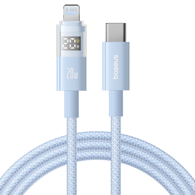 Cablu Baseus Display 2 (P10382703311-00), Fast Charging, Type-C to Lightning, Digital Display, 20W, 1m, Galaxy Blue