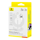Cablu Baseus Display 2 (P10382703211-01), Fast Charging, Type-C to Lightning, Digital Display, 20W, 2m, Moon White