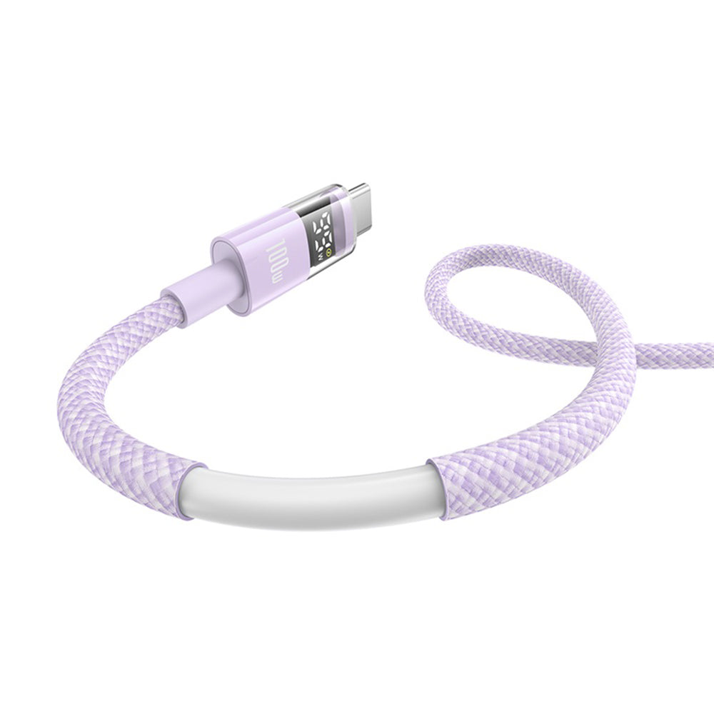 Cablu Baseus Display 2 (P10382701511-00), Fast Charging, USB to Type-C, Digital Display, 100W, 1m, Nebula Purple