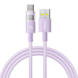 Cablu Baseus Display 2 (P10382701511-00), Fast Charging, USB to Type-C, Digital Display, 100W, 1m, Nebula Purple
