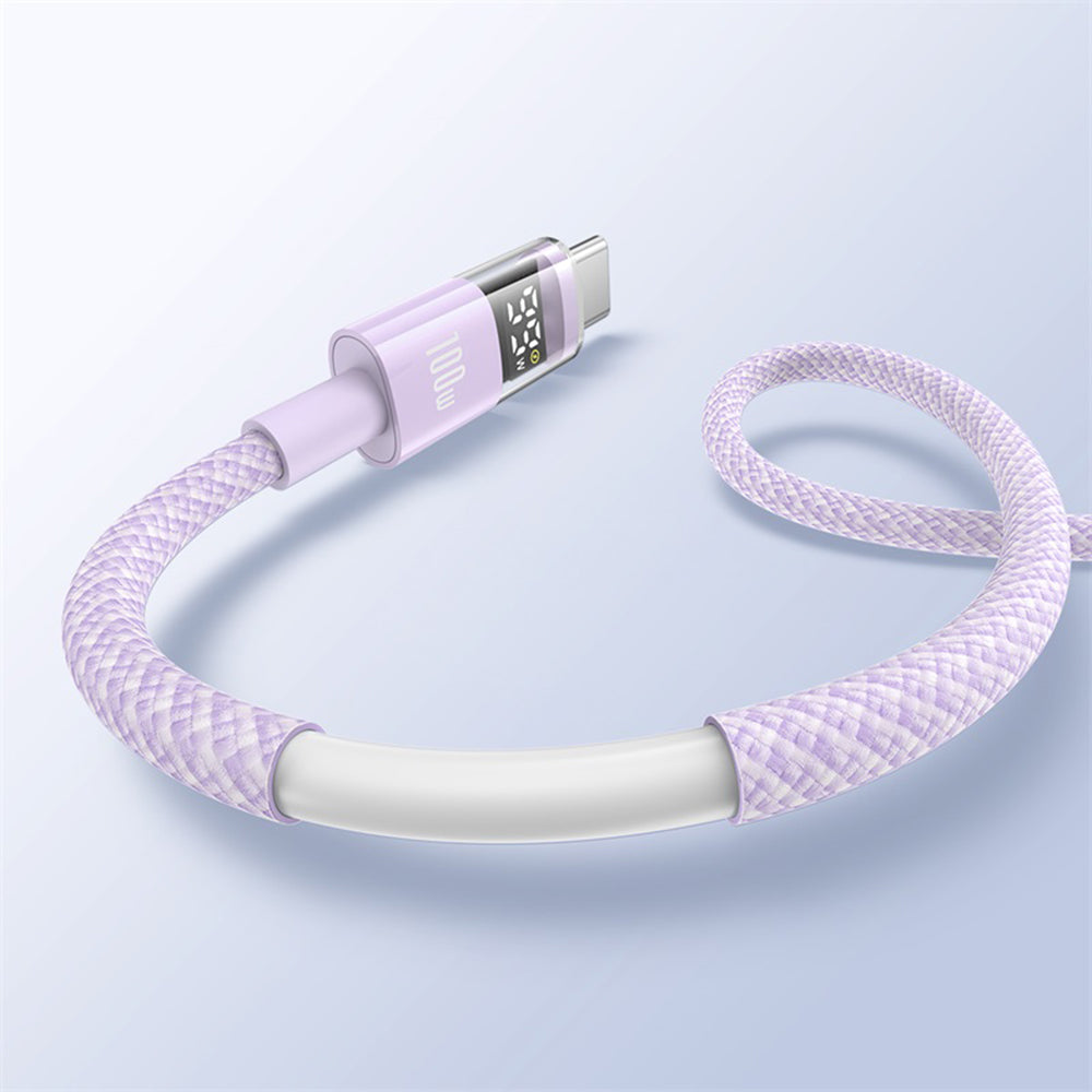 Cablu Baseus Display 2 (P10382701511-00), Fast Charging, USB to Type-C, Digital Display, 100W, 1m, Nebula Purple