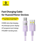 Cablu Baseus Display 2 (P10382701511-00), Fast Charging, USB to Type-C, Digital Display, 100W, 1m, Nebula Purple