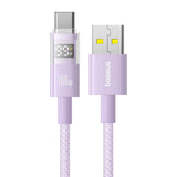Cablu Baseus Display 2 (P10382701511-01), Fast Charging, USB to Type-C, Digital Display, 100W, 2m, Nebula Purple