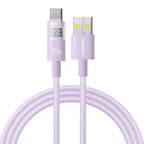 Cablu Baseus Display 2 (P10382701511-01), Fast Charging, USB to Type-C, Digital Display, 100W, 2m, Nebula Purple