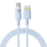Cablu Baseus Display 2 (P10382701311-00), Fast Charging, USB to Type-C, Digital Display, 100W, 1m, Galaxy Blue