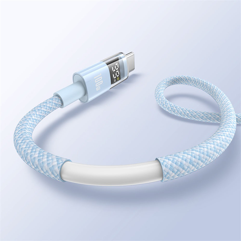 Cablu Baseus Display 2 (P10382701311-00), Fast Charging, USB to Type-C, Digital Display, 100W, 1m, Galaxy Blue