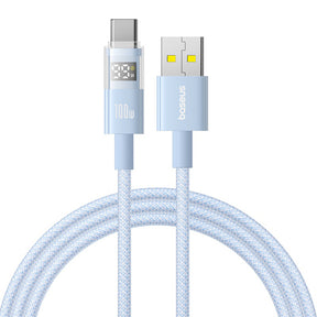 Cablu Baseus Display 2 (P10382701311-01), Fast Charging, USB to Type-C, Digital Display, 100W, 2m, Galaxy Blue