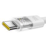 Cablu Baseus Display 2 (P10382701211-00), Fast Charging, USB to Type-C, Digital Display, 100W, 1m, Moon White